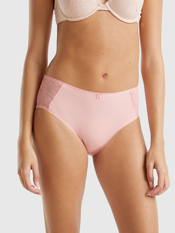 Boyshort underwear with lace inserts Women