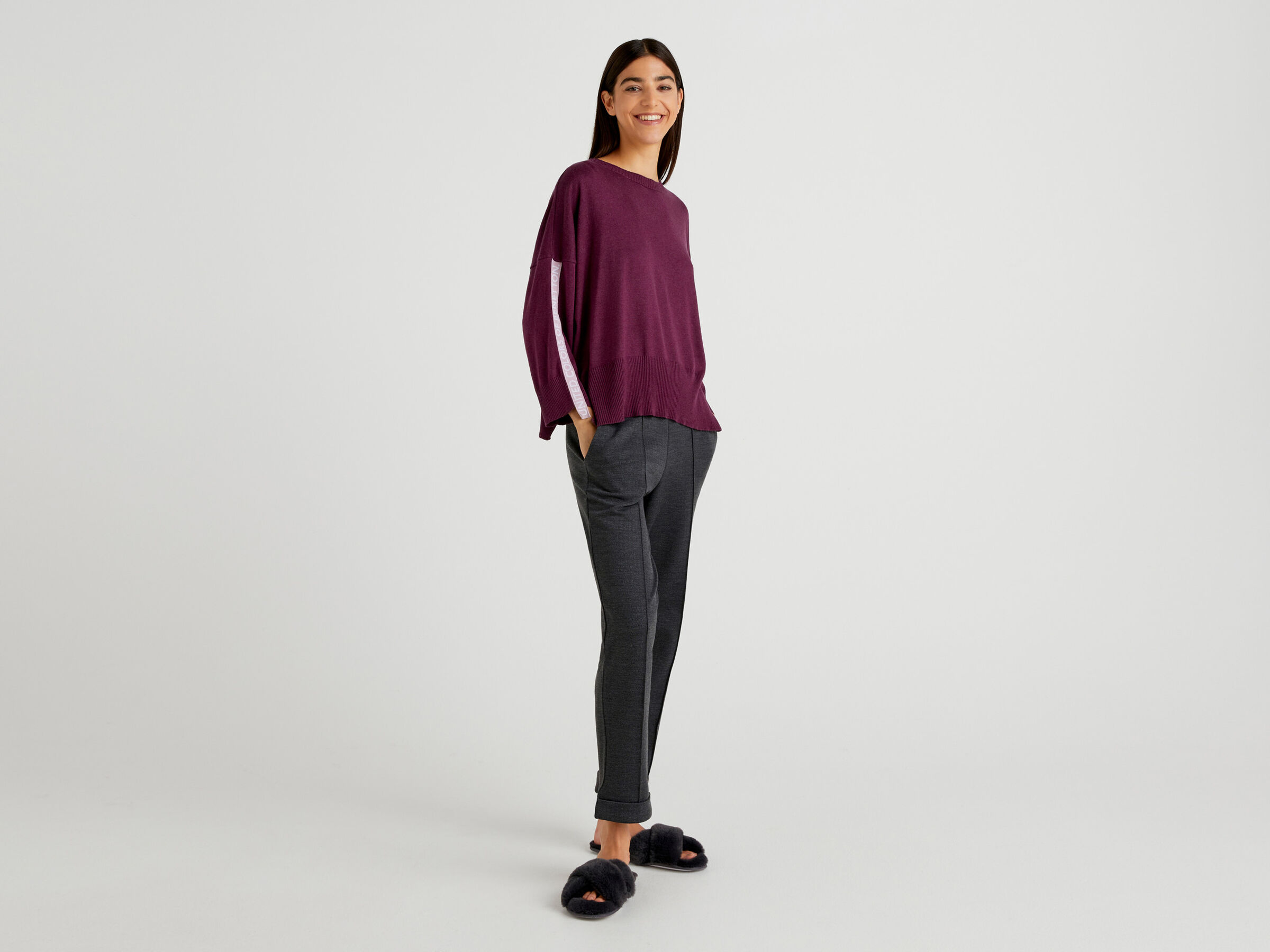 Boxy fit sweater with logo band image number 3