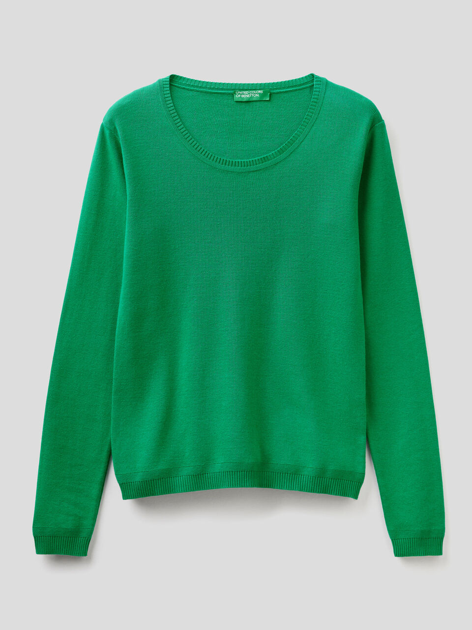 Crew neck sweater in pure cotton image number 1