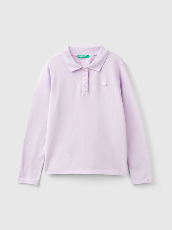 Long sleeve polo in organic cotton Junior Girl