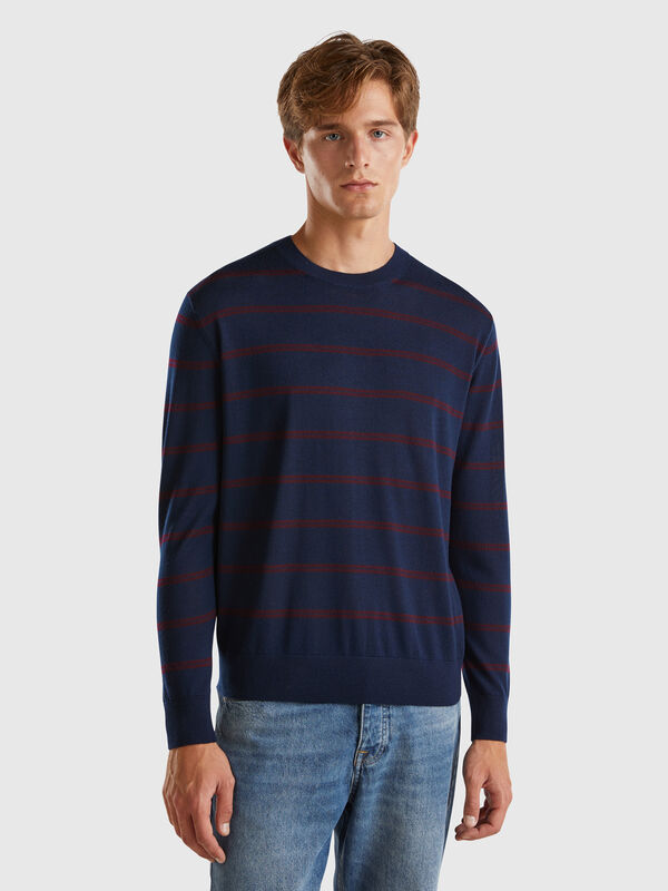 Striped sweater in pure Merino wool Men