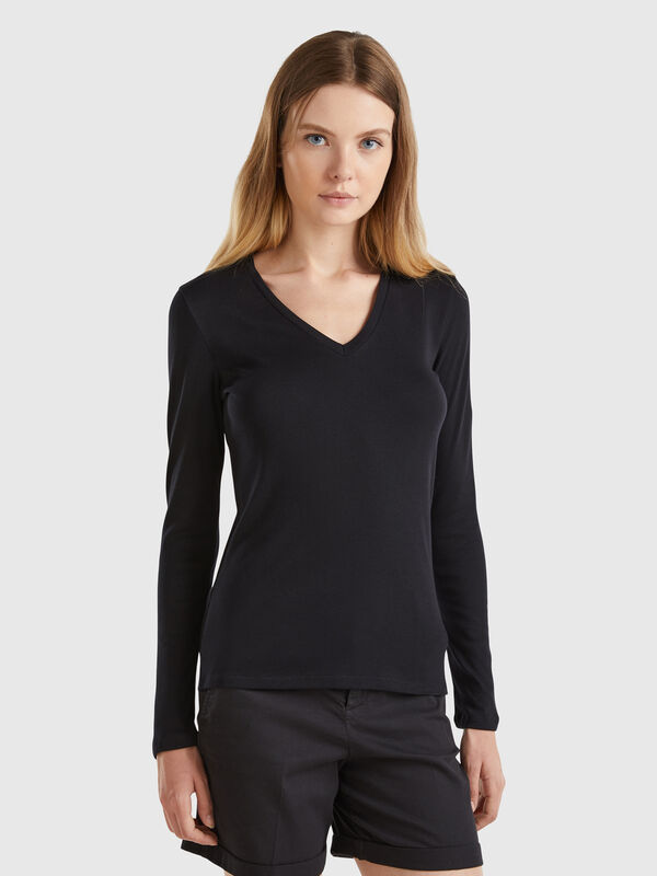 Long sleeve t-shirt with V-neck Women