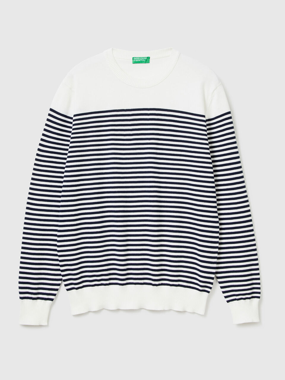 Striped 100% cotton sweater image number 1