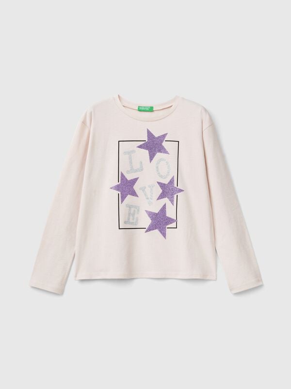 T-shirt with glittery print Junior Girl