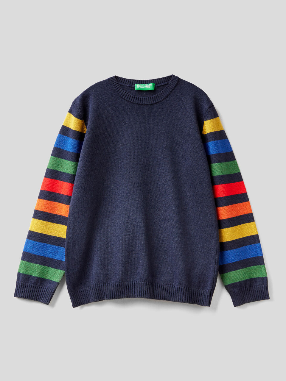 Striped sweater in wool blend image number 1