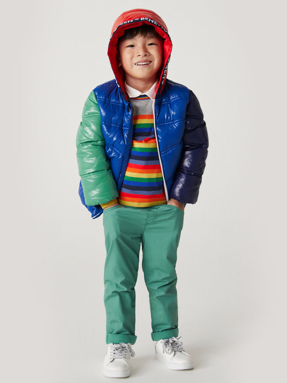 Striped sweater in wool blend image number 1
