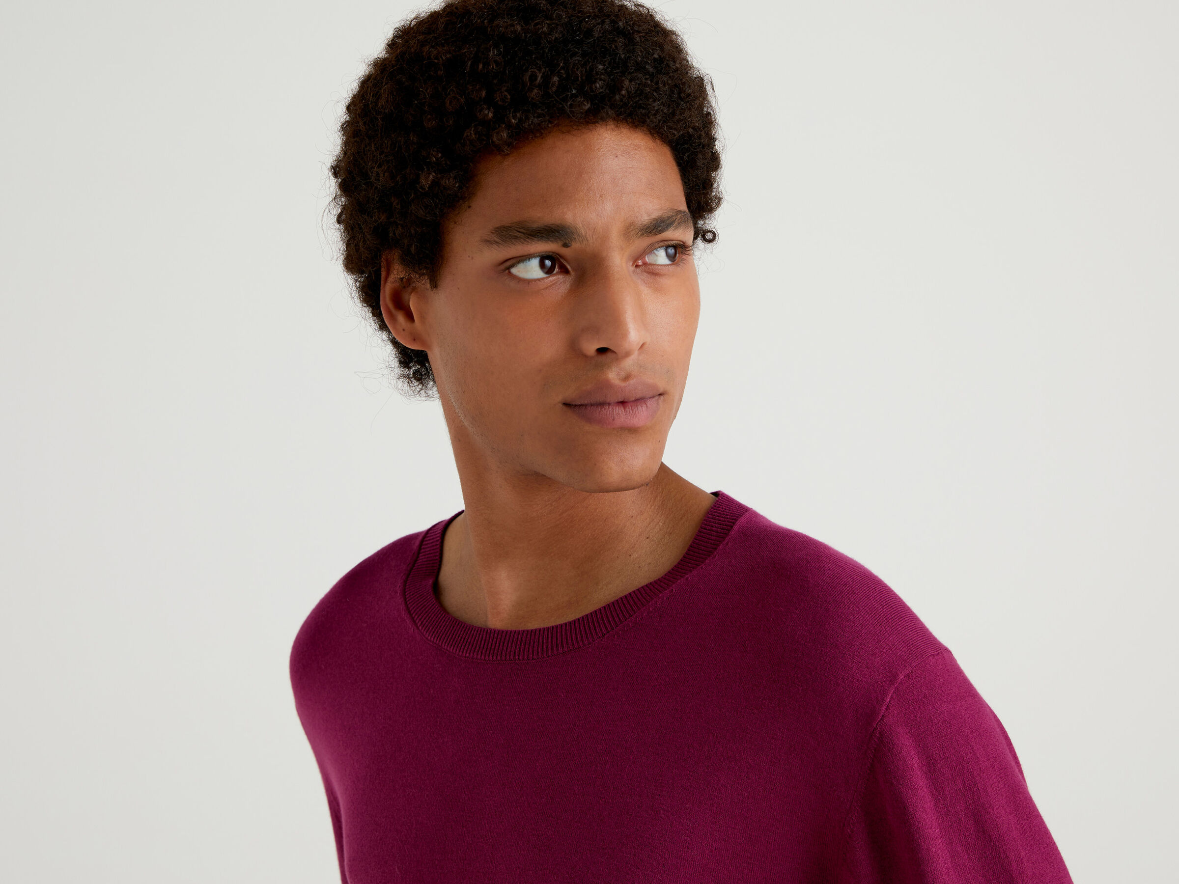 Crew neck sweater in lightweight cotton blend image number 3
