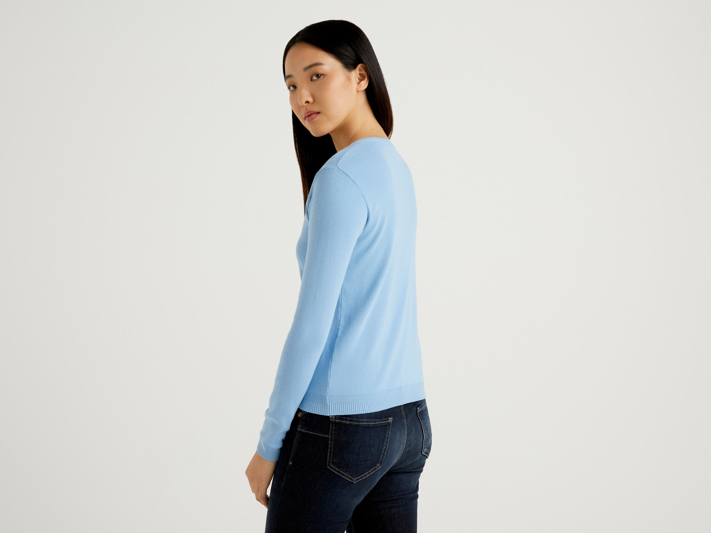 Crew neck cardigan in pure cotton image number 2