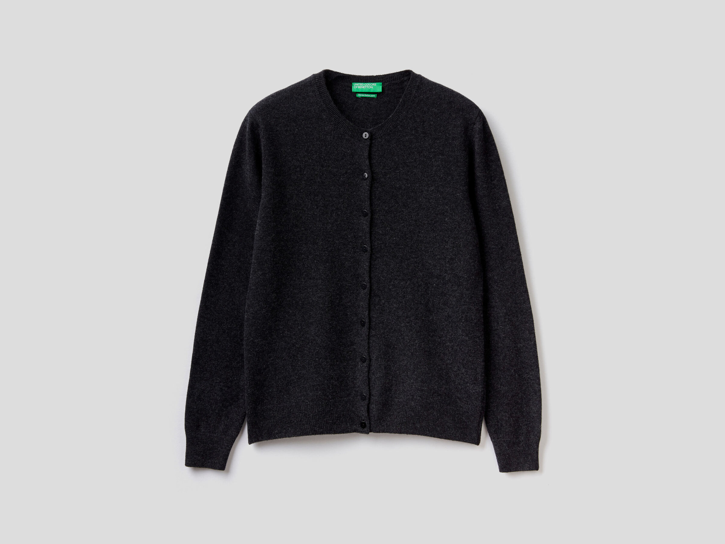 Crew neck cardigan in pure virgin wool image number 5