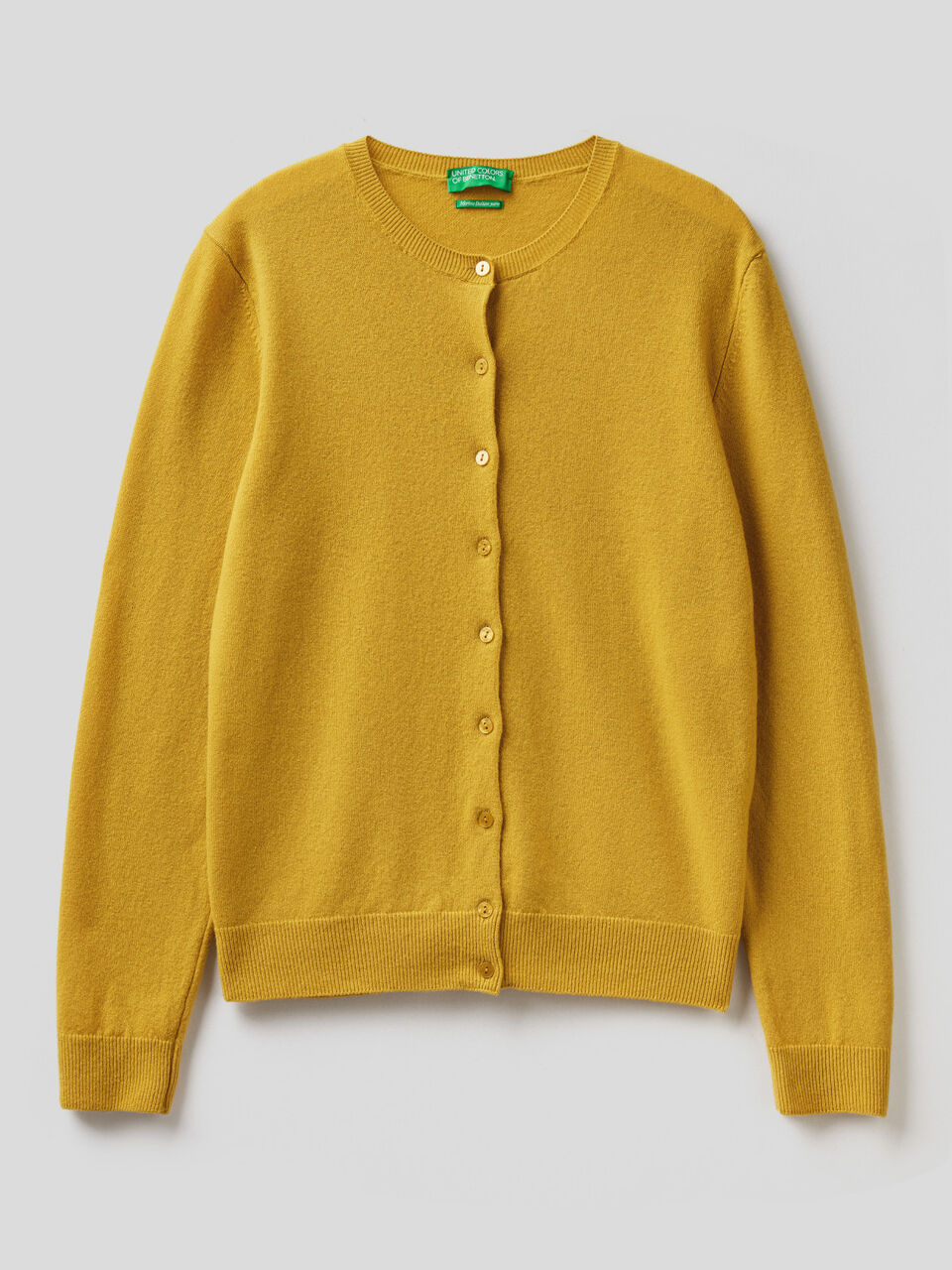 Crew neck cardigan in pure virgin wool image number 1