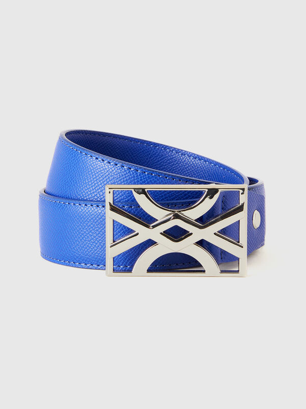 Blue belt with logo buckle Women