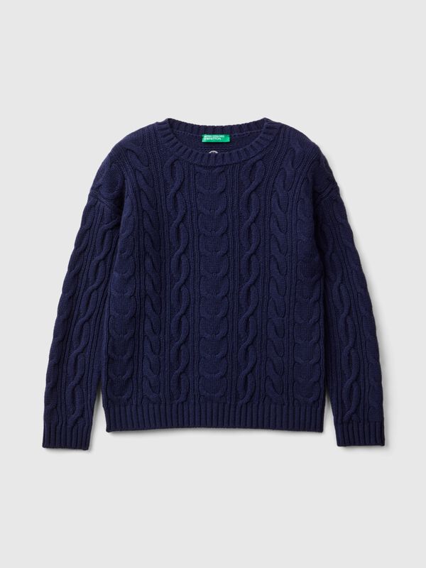Cable knit sweater in wool blend Junior Boy