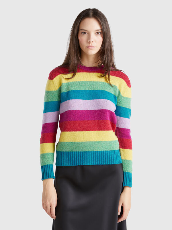 Striped sweater in pure Shetland wool Women
