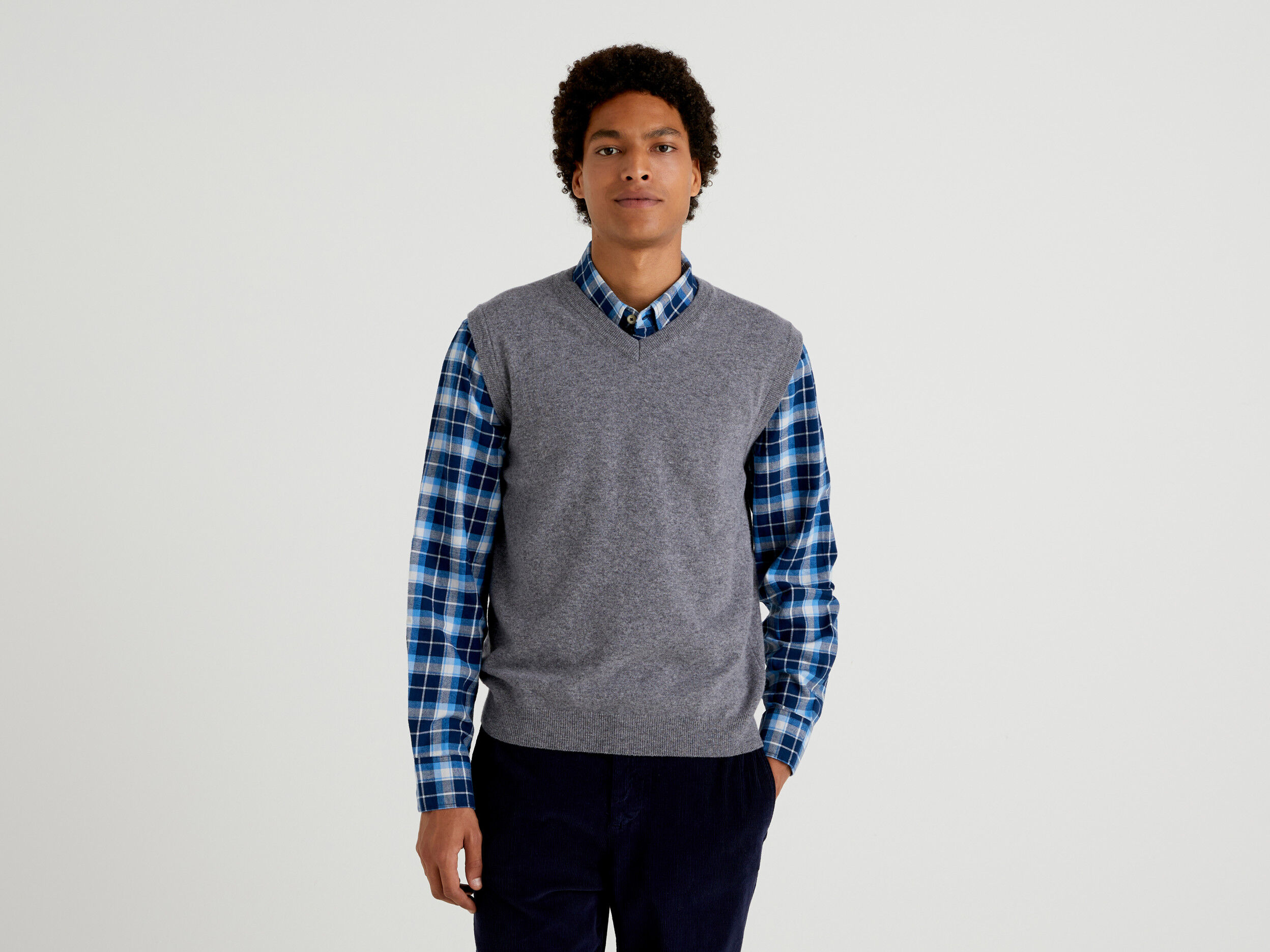 Gray top wool vest