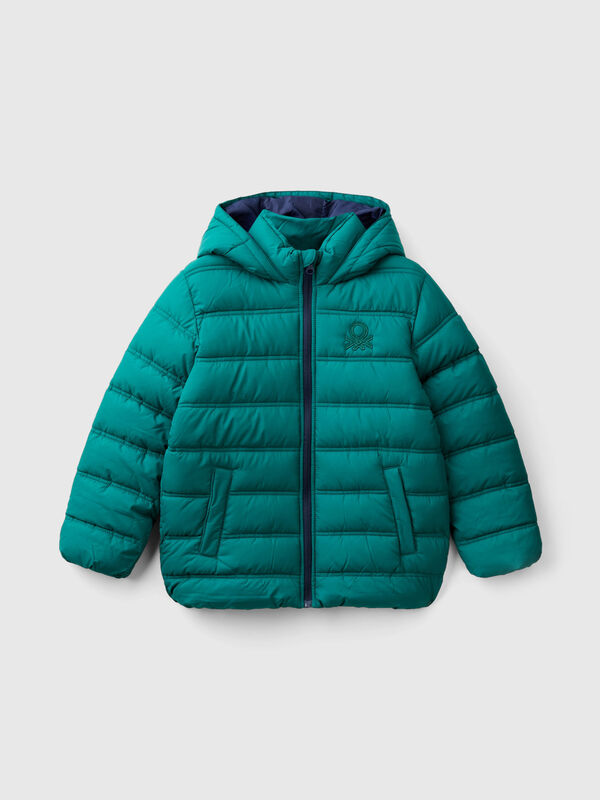 Puffer jacket with hood and logo Junior Boy
