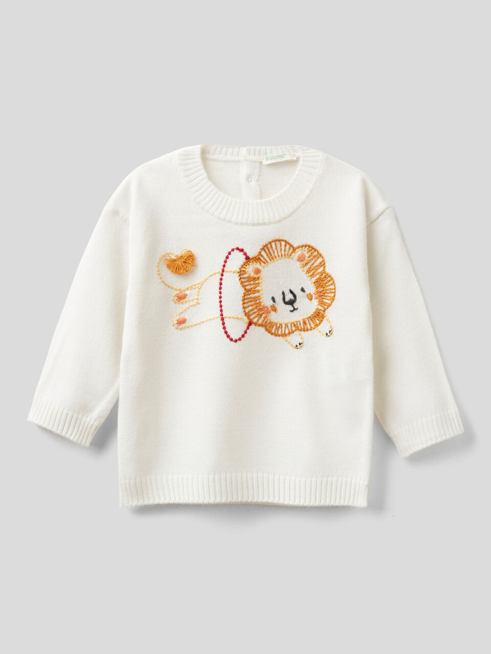 Crew neck sweater with embroidery image number 1