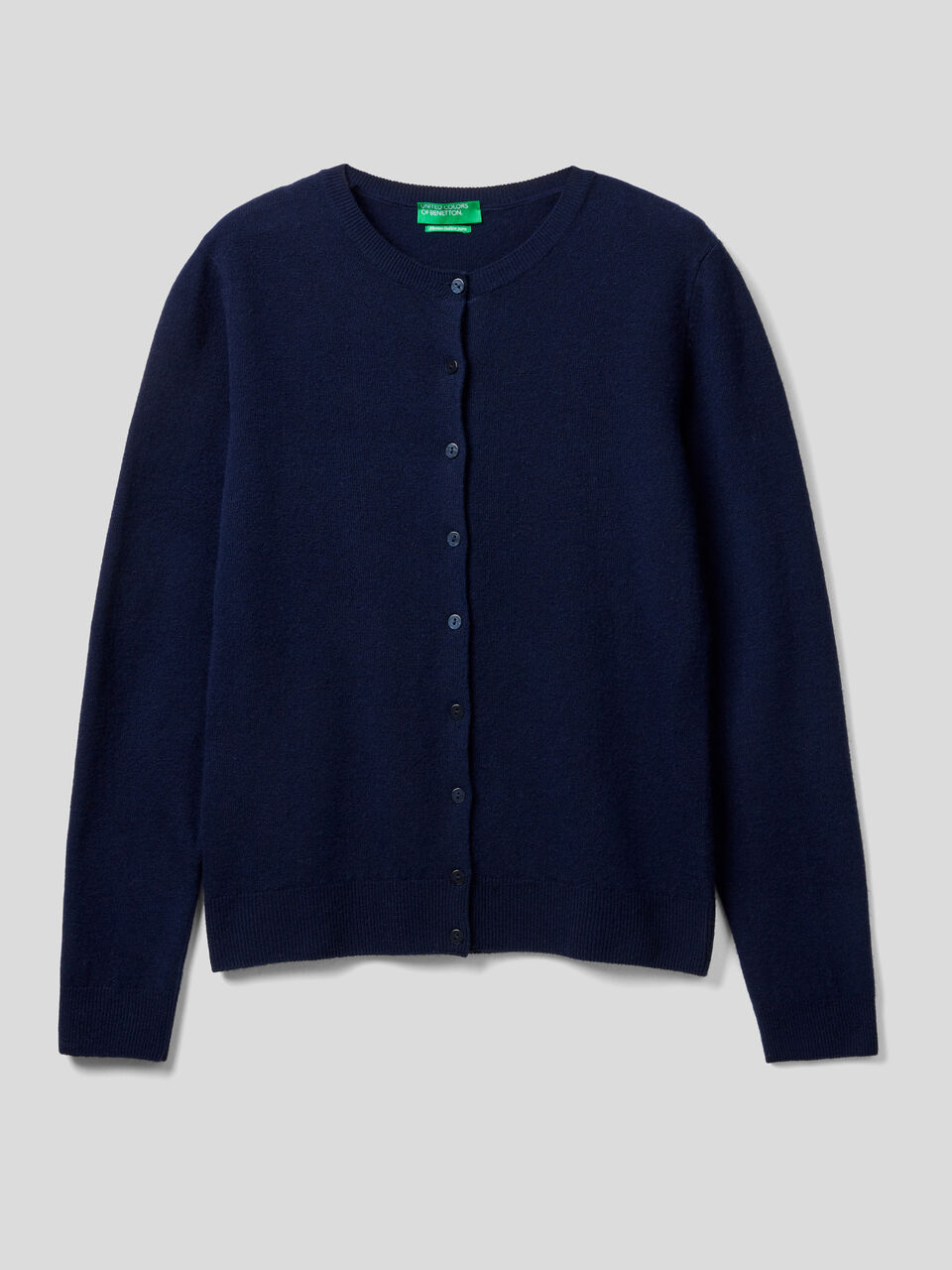 Crew neck cardigan in pure virgin wool image number 1