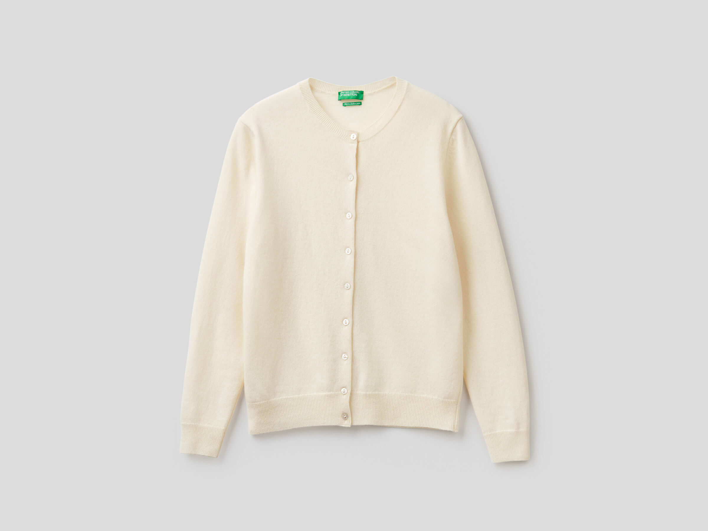 Crew neck cardigan in pure virgin wool image number 5