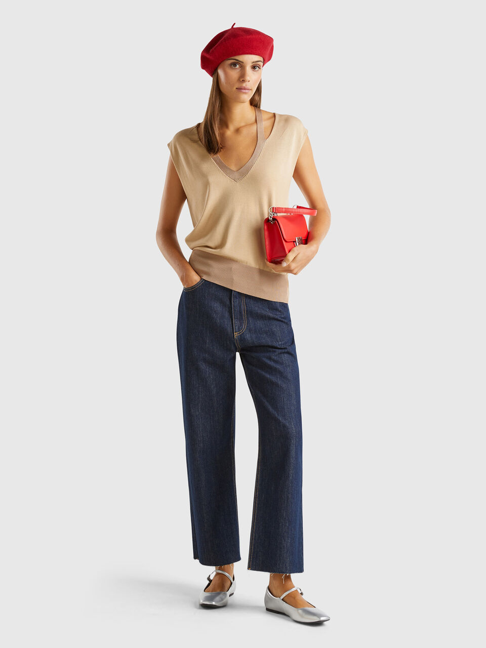 V NECK SWEATER H/S Women image number null