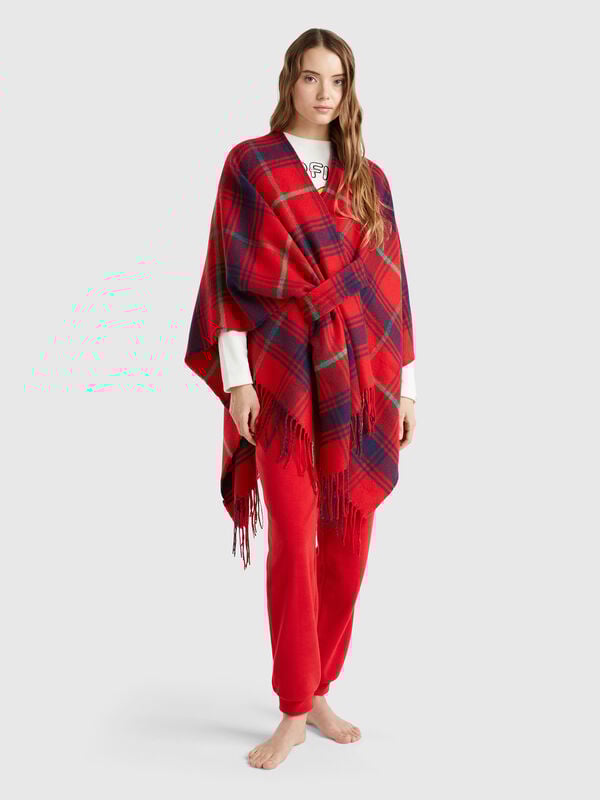 Tartan jacquard cape Women