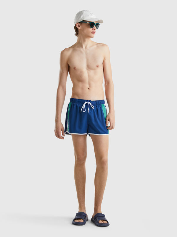 Swim trunks with side bands Men