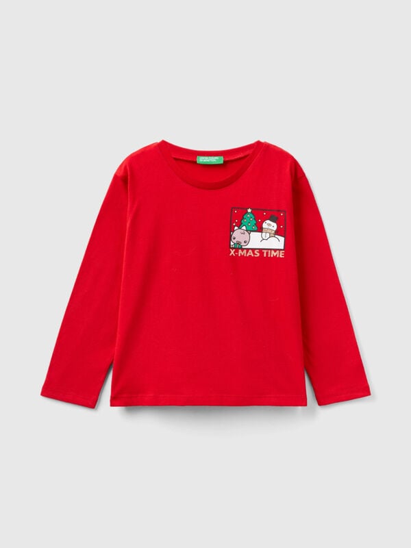 Christmas t-shirt in warm organic cotton Junior Girl