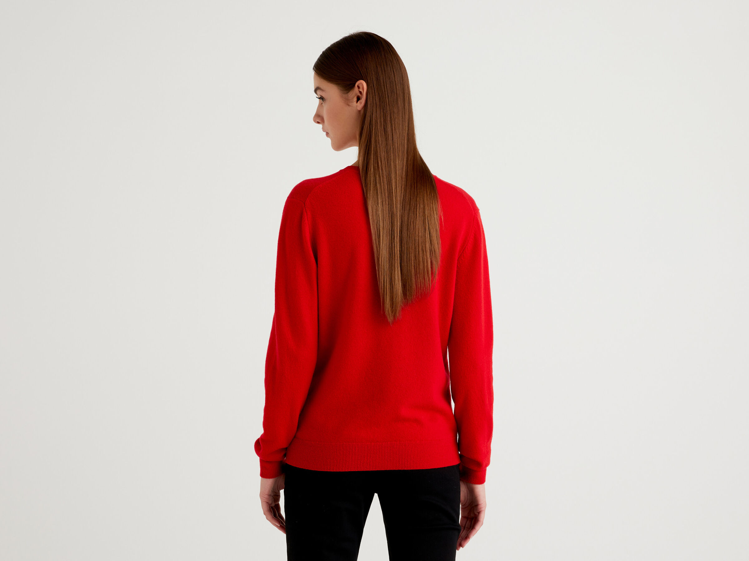 Crew neck cardigan in pure virgin wool image number 2