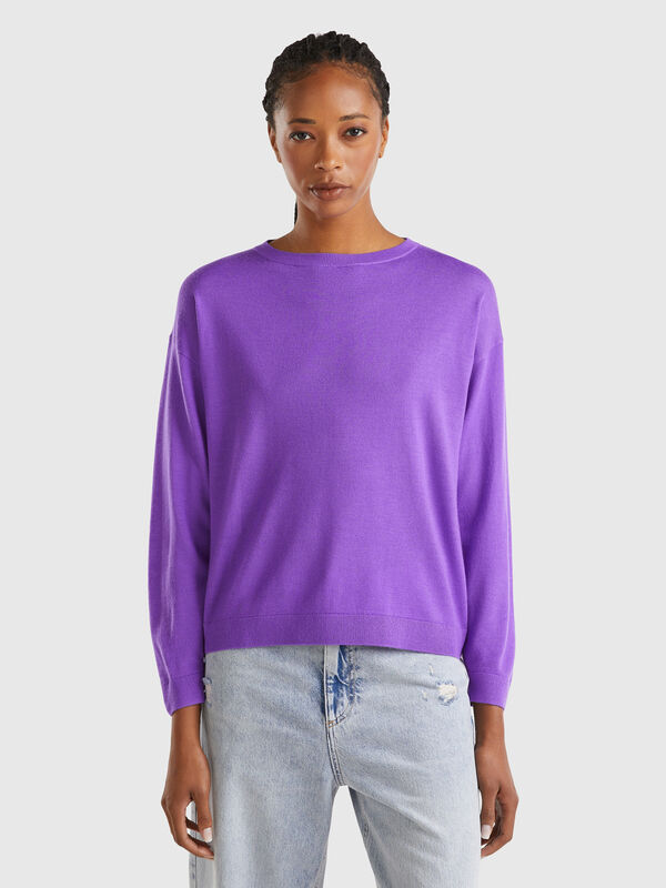 Boat neck sweater in pure Merino wool Women
