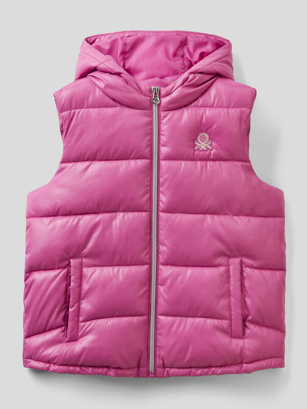 Sleeveless puffer jacket with zip and hood Junior Girl