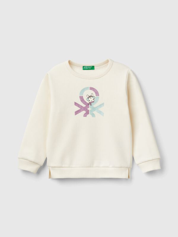 Pullover sweatshirt with glittery print Junior Girl