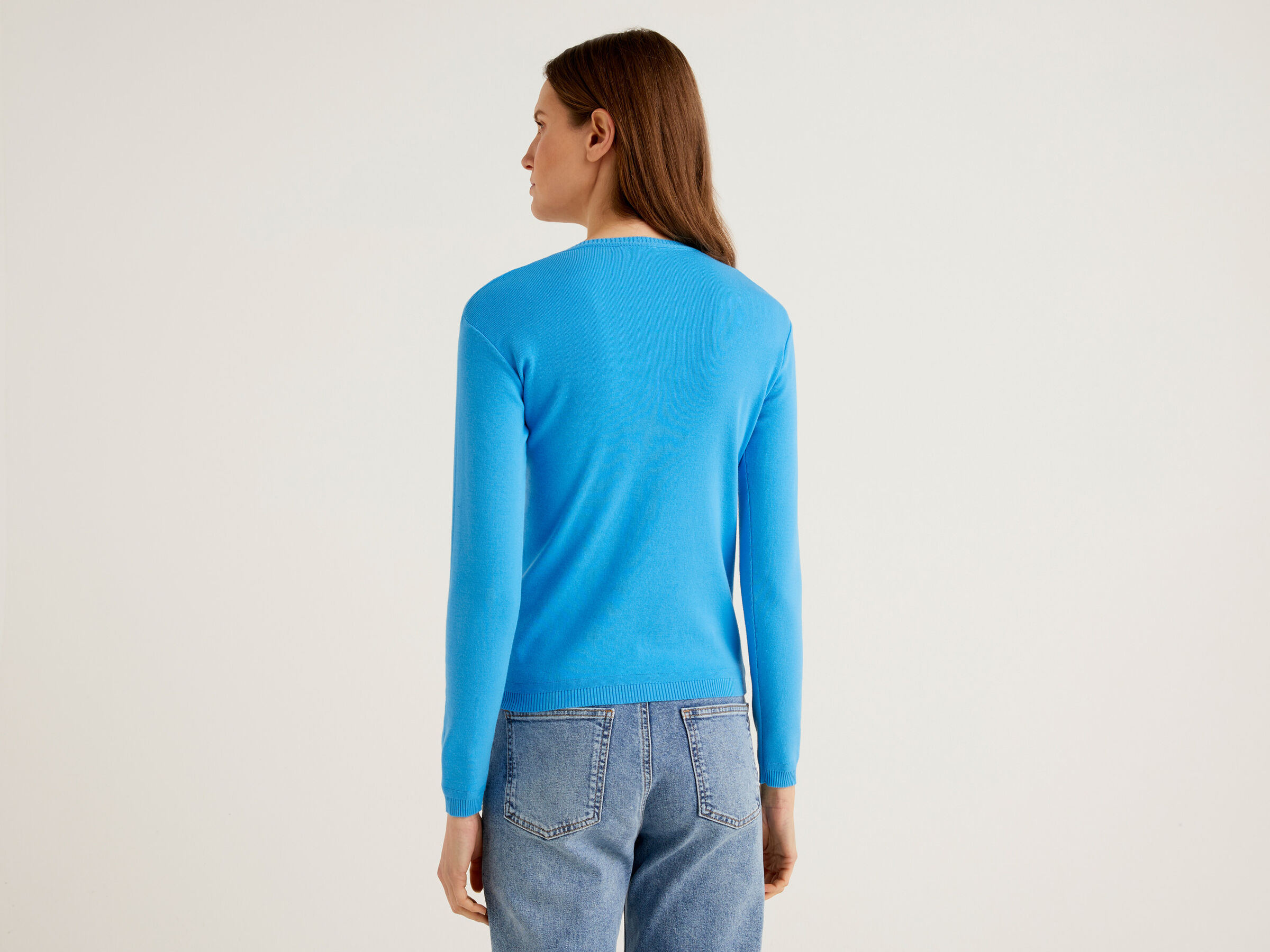 V-neck sweater in pure cotton image number 2