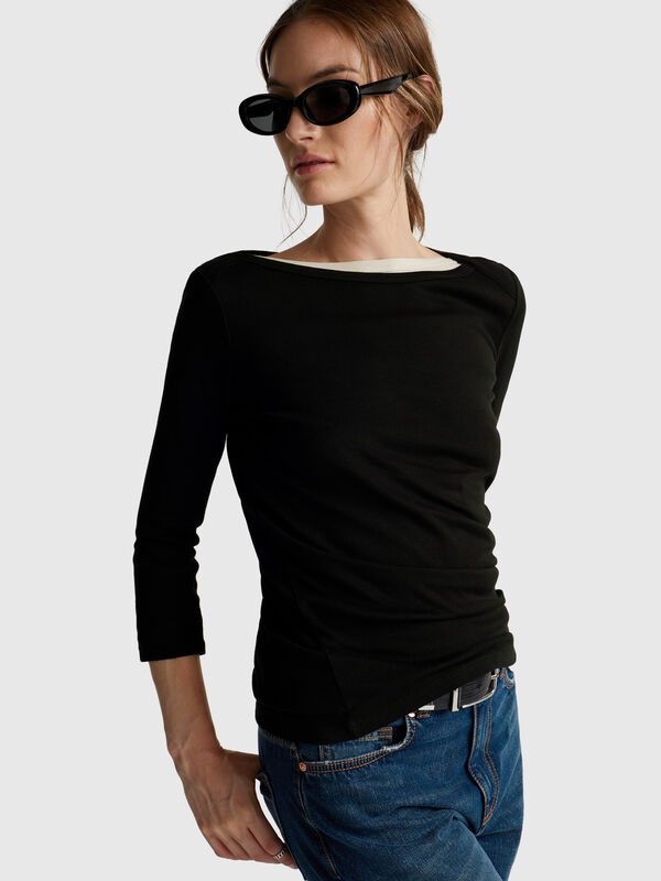 T-shirt with boat neck T-shirt with boat neck Women