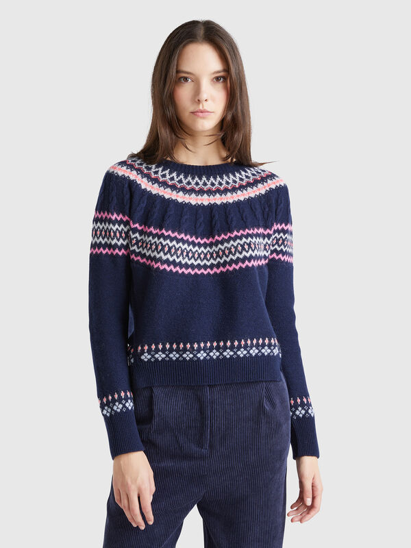 Wool blend jacquard sweater Women