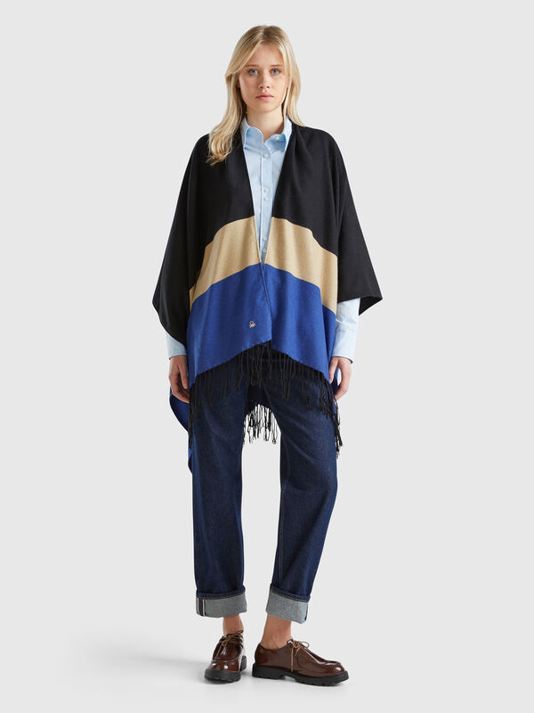 Poncho in recycled fabric Women