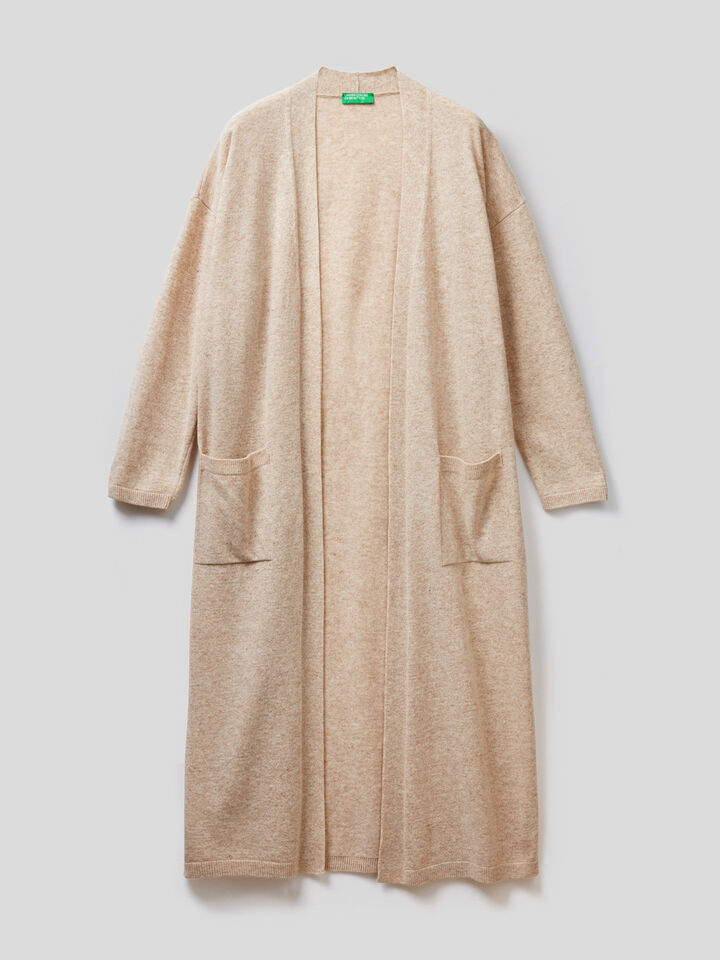 Long cardigan in wool blend image number 1