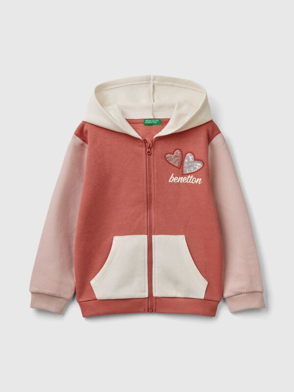 Sweatshirt with zip and sequins Junior Girl