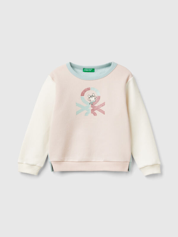 Pullover sweatshirt with glittery print Junior Girl