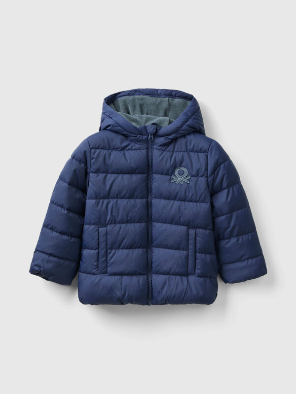 Puffer jacket with hood and logo Junior Boy