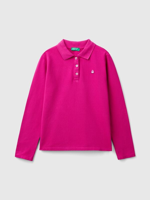 Long sleeve polo in organic cotton Junior Girl