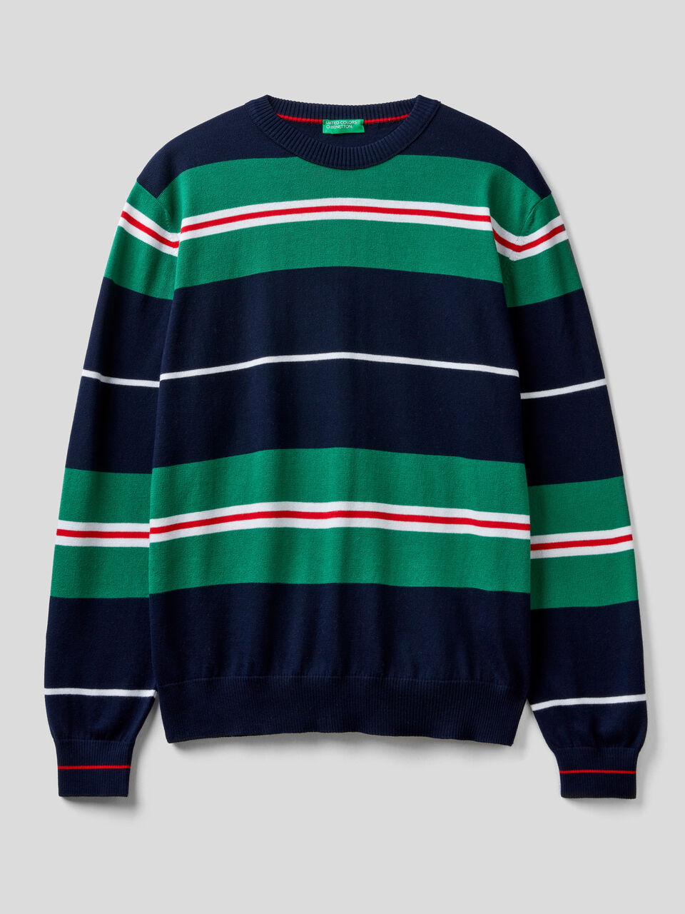 Striped 100% cotton sweater image number 1