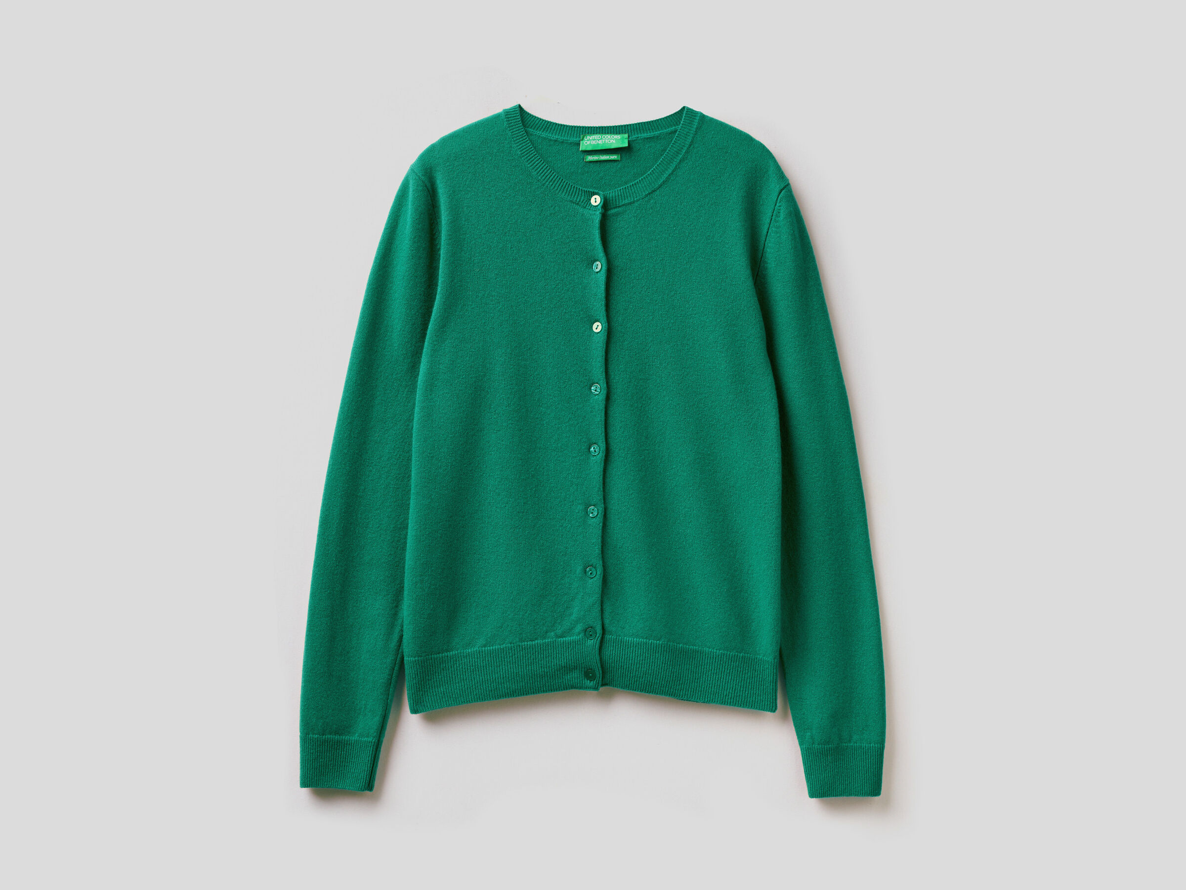 Crew neck cardigan in pure virgin wool image number 5