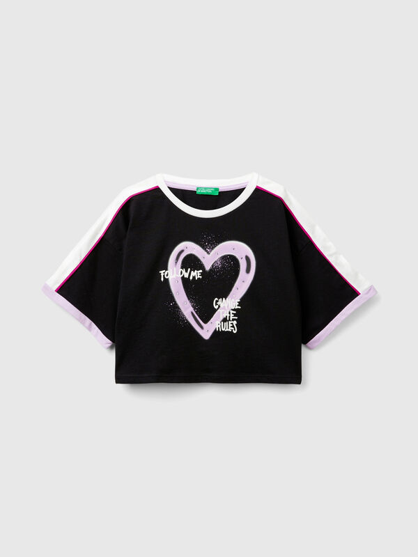 T-shirt with graffiti print and rhinestone Junior Girl