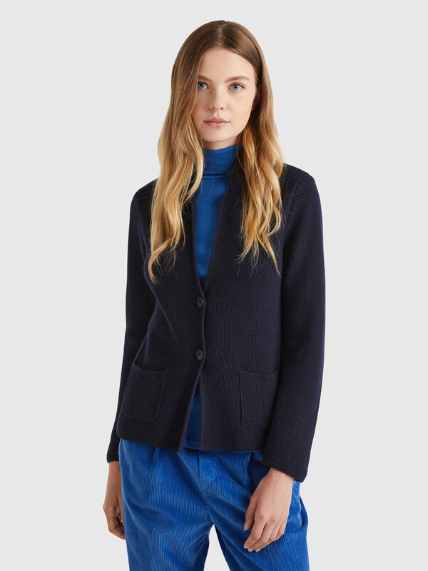 Knit jacket in wool and cashmere blend Women