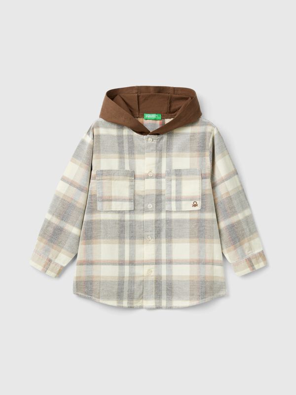 Tartan shirt with velvet hood Junior Boy