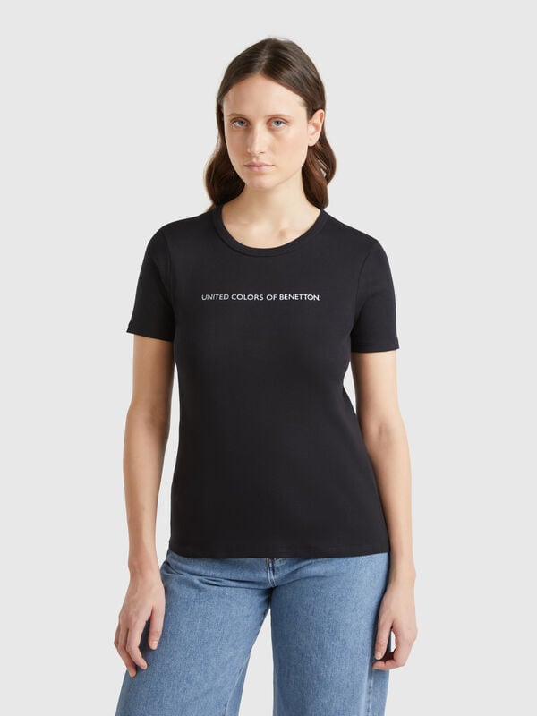 T-shirt in 100% cotton with glitter print logo Women