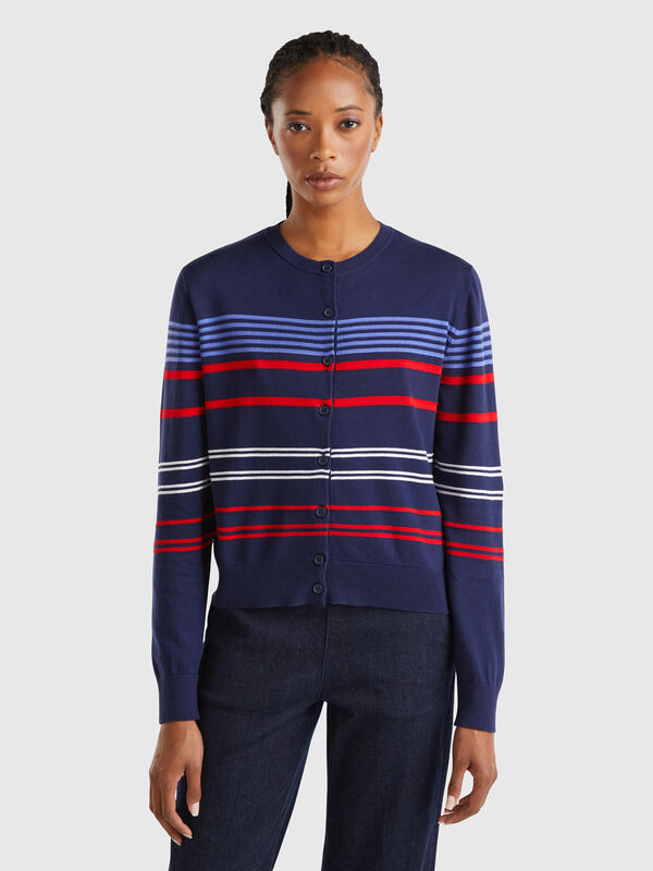 Striped cardigan in pure cotton Women