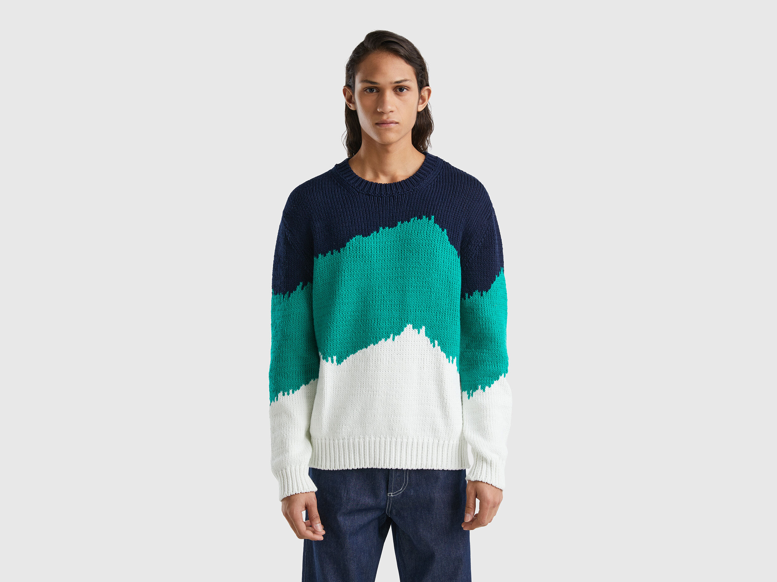 Color block sweater Green Benetton