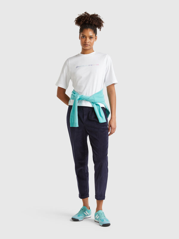 Chinos in velvet with stretch waist Women
