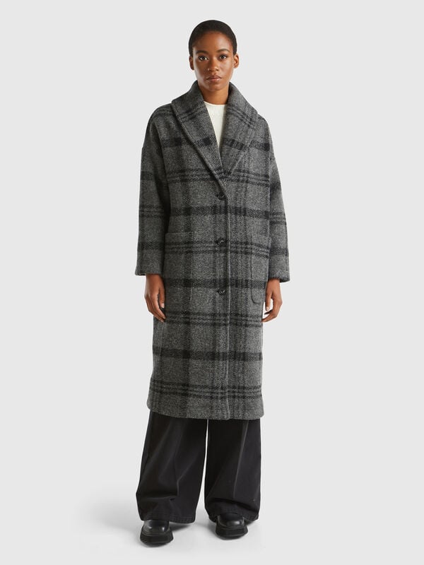 Jacquard check coat Women