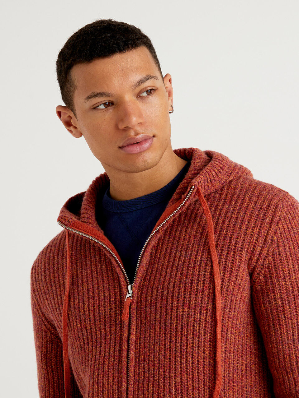 Sweater with hood in Shetland wool